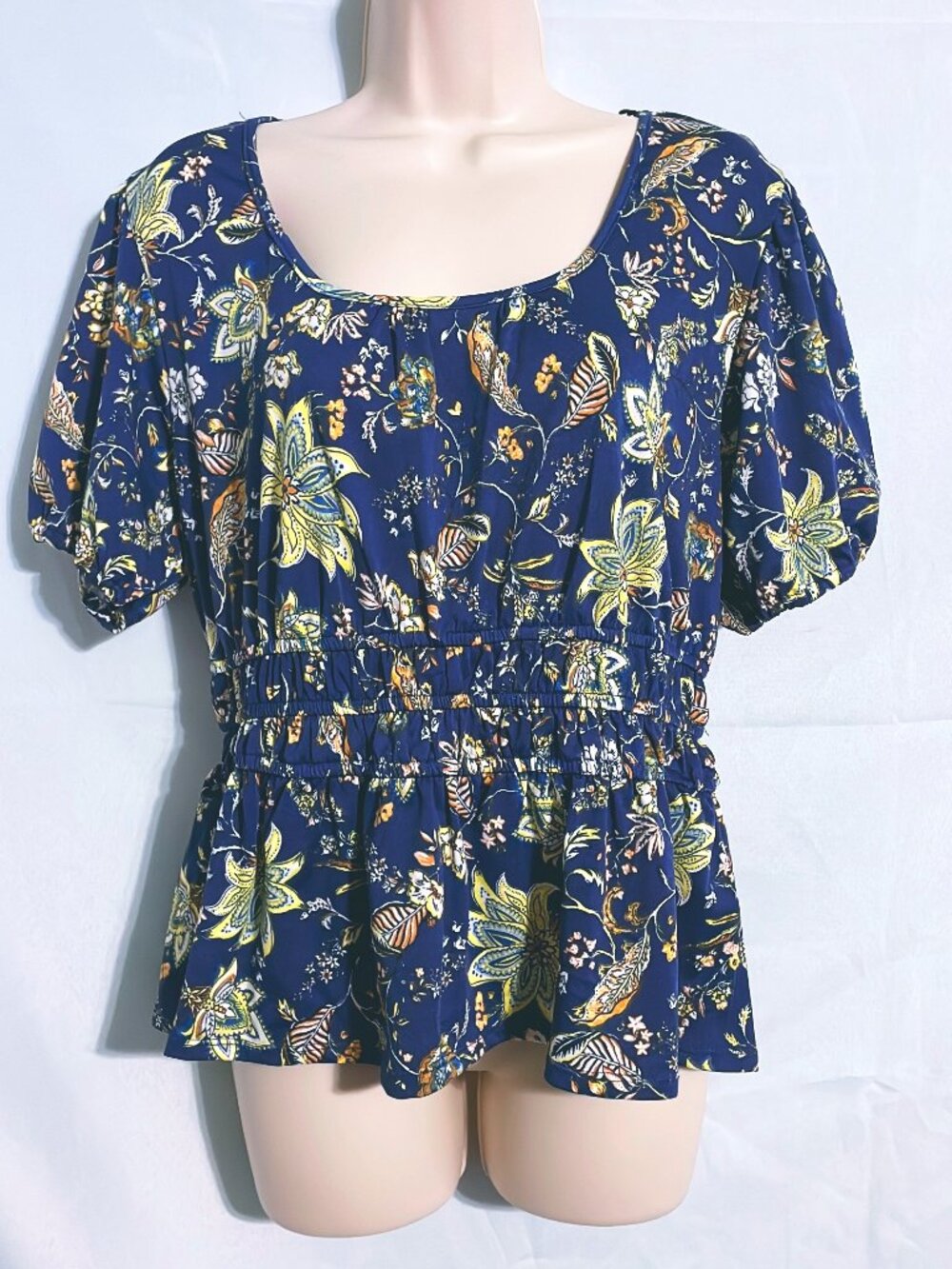 Eclair Blue Floral Top Size L